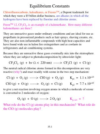 Equilibrium Constants