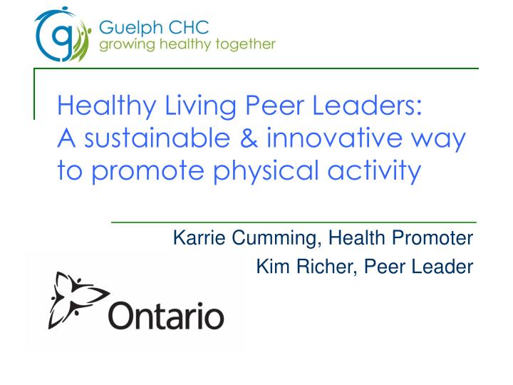 healthy living peer leaders a sustainable innovative way to promote physical activity