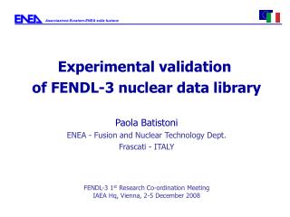 Experimental validation of FENDL-3 nuclear data library Paola Batistoni