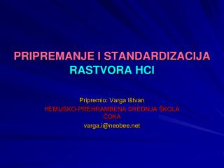 pripremanje i standardizacija rastvora hcl