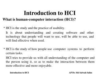 Introduction to HCI