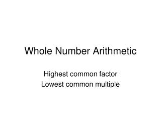 Whole Number Arithmetic