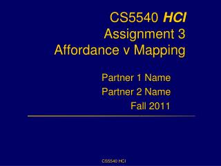 CS5540 HCI Assignment 3 Affordance v Mapping