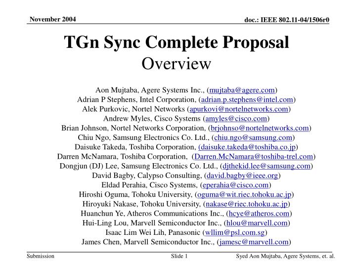 tgn sync complete proposal overview