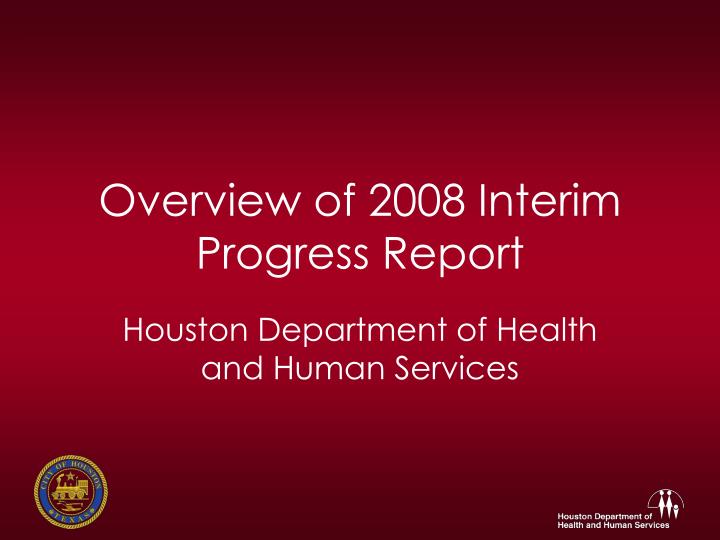 overview of 2008 interim progress report