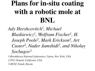 Plans for in-situ coating with a robotic mole at BNL