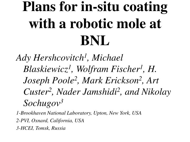 plans for in situ coating with a robotic mole at bnl