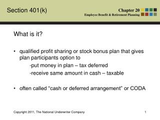 What is it? qualified profit sharing or stock bonus plan that gives plan participants option to