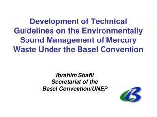Ibrahim Shafii Secretariat of the Basel Convention/UNEP