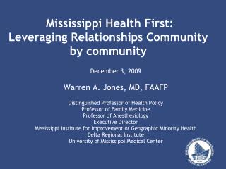 Mississippi Health First: Leveraging Relationships Community by community