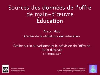 sources des donn es de l offre de main d uvre ducation