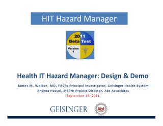 Health IT Hazard Manager: Design &amp; Demo