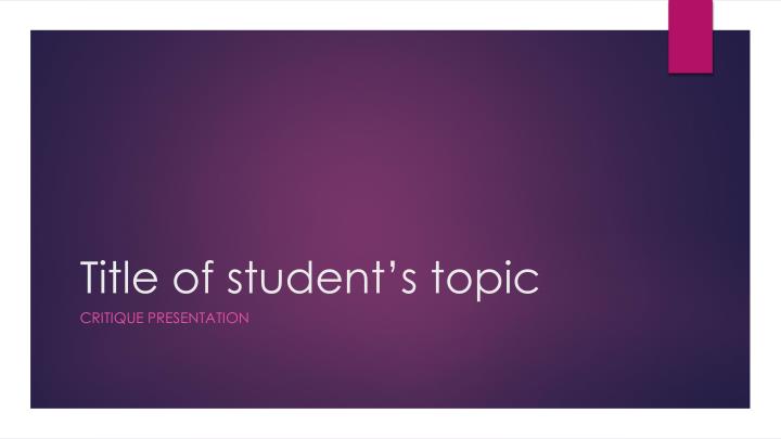 title of student s topic