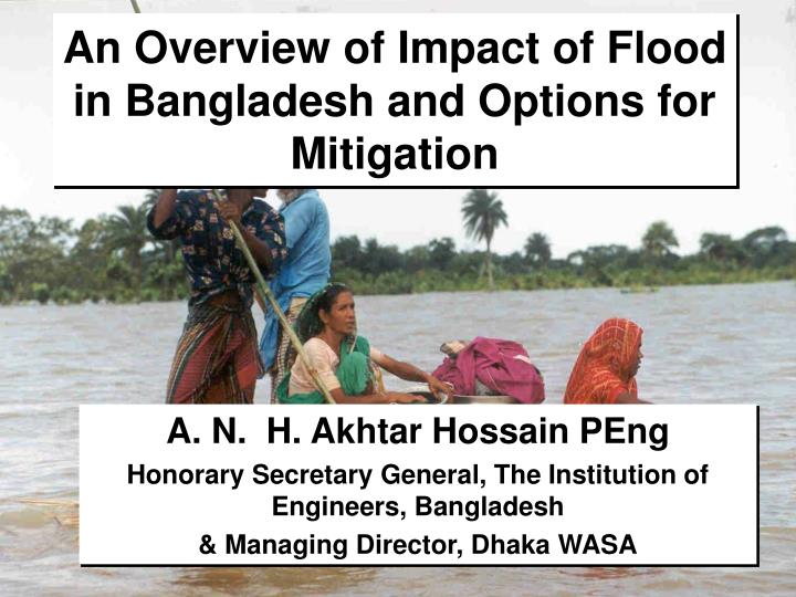 an overview of impact of flood in bangladesh and options for mitigation