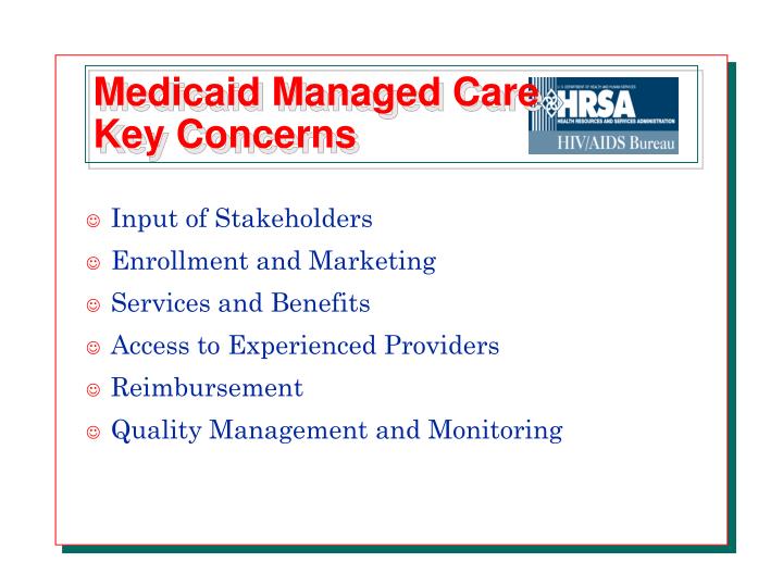 medicaid managed care key concerns