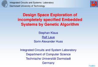 Integrated Circuits and Systems Laboratory Darmstadt University of Technology