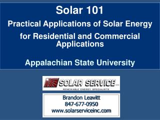 Brandon Leavitt 847-677-0950 solarserviceinc