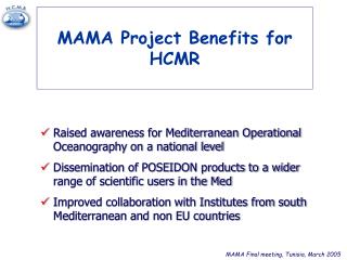 MAMA Project Benefits for HCMR