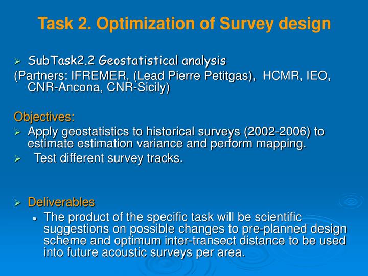 task 2 optimization of survey design