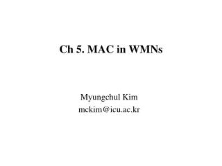 Ch 5. MAC in WMNs