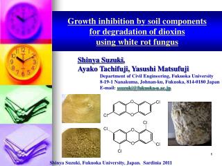 Growth inhibition by soil components for degradation of dioxins using white rot fungus