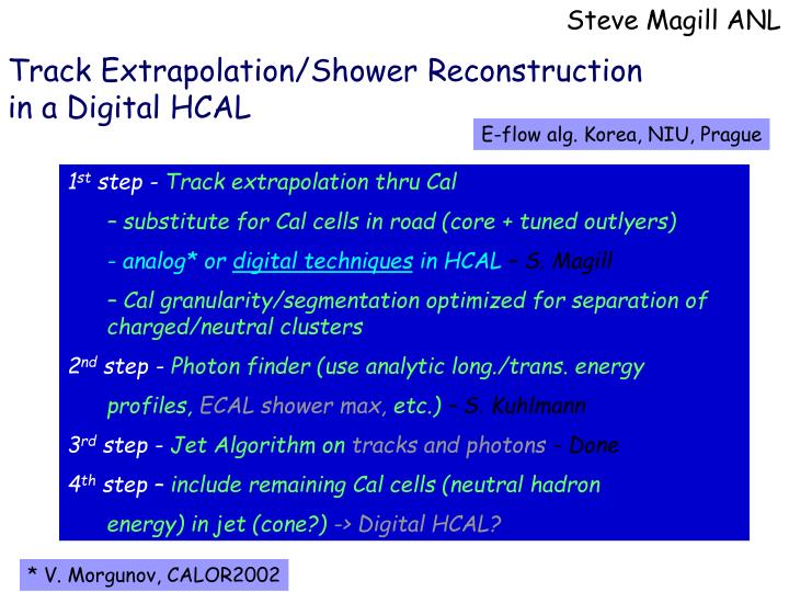 track extrapolation shower reconstruction in a digital hcal