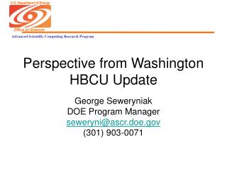 Perspective from Washington HBCU Update