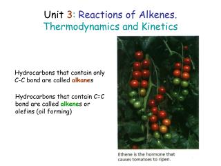 Unit 3 : Reactions of Alkenes. Thermodynamics and Kinetics