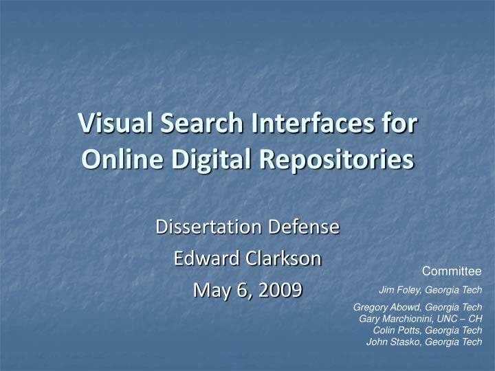 visual search interfaces for online digital repositories