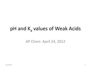 pH and K a values of Weak Acids