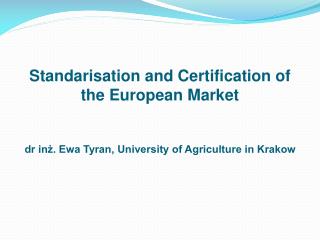 Agro-food products and foodstuffs certification