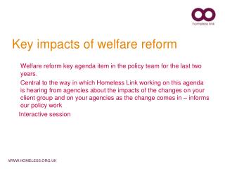 Key impacts of welfare reform