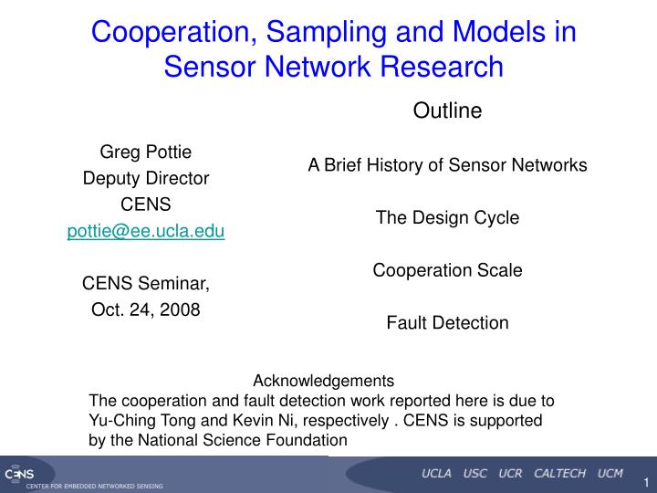 cooperation sampling and models in sensor network research