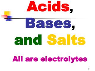 Acids , Bases , and Salts All are electrolytes