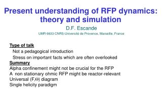 Present understanding of RFP dynamics: theory and simulation