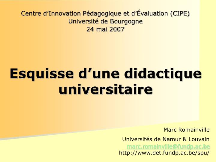 centre d innovation p dagogique et d valuation cipe universit de bourgogne 24 mai 2007
