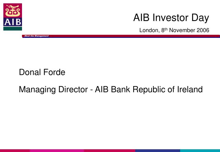 donal forde managing director aib bank republic of ireland