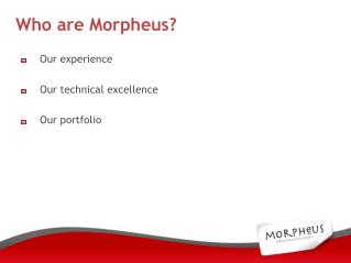 Our experience Our technical excellence Our portfolio