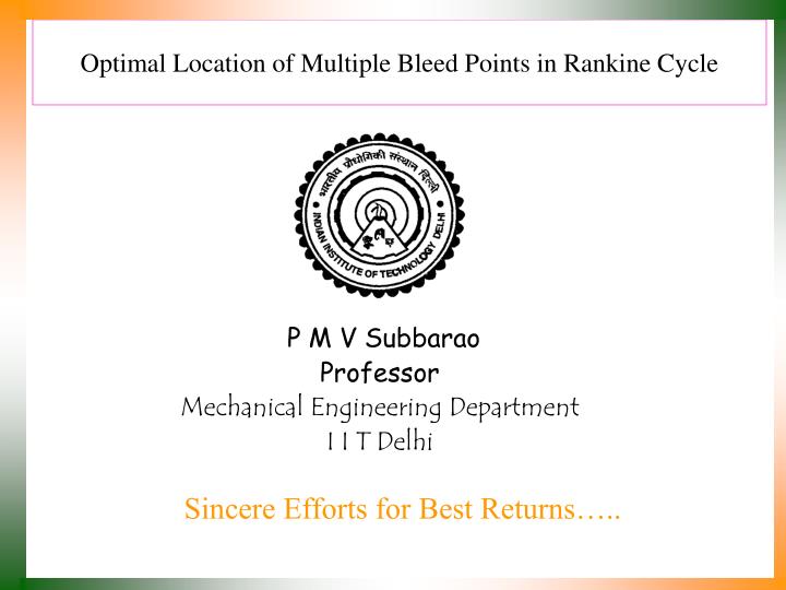 optimal location of multiple bleed points in rankine cycle