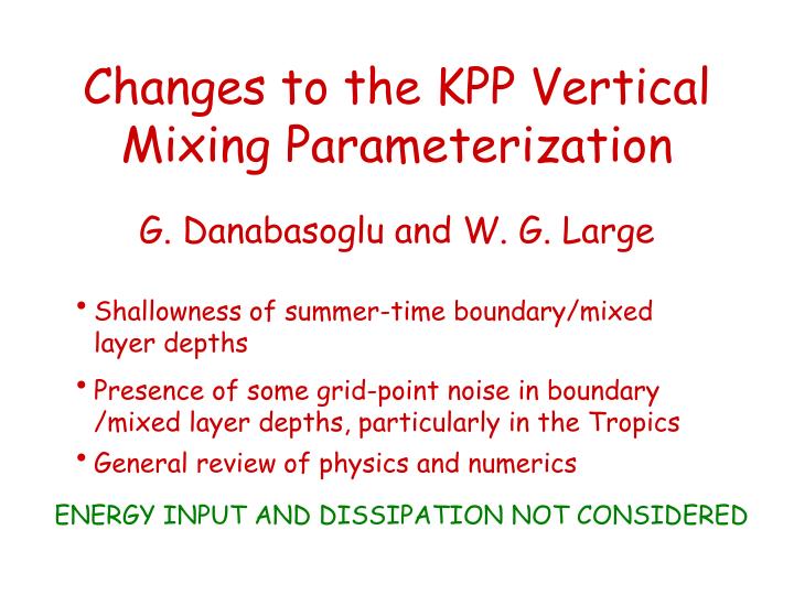 changes to the kpp vertical mixing parameterization