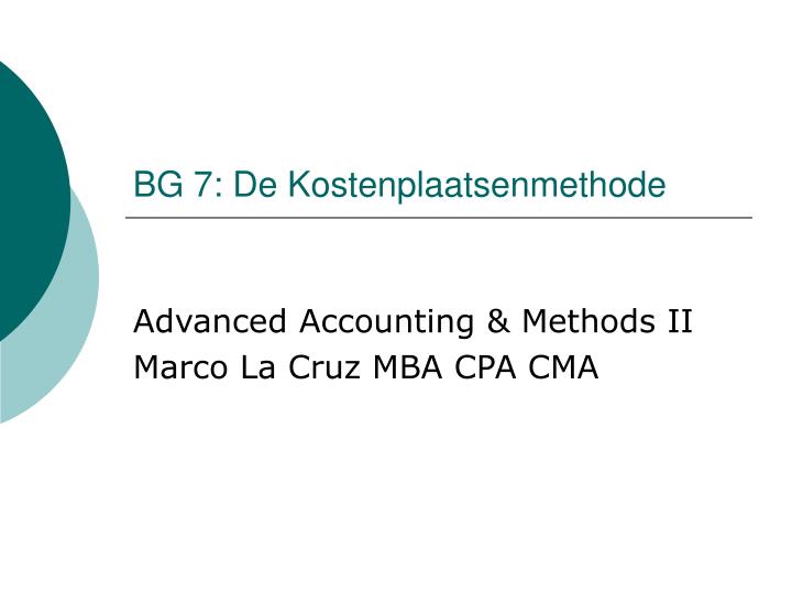 bg 7 de kostenplaatsenmethode