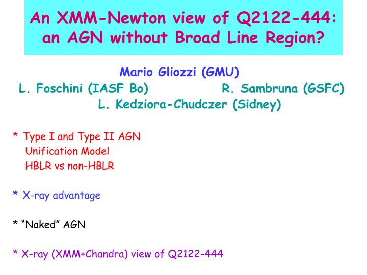 an xmm newton view of q2122 444 an agn without broad line region