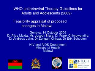 WHO antiretroviral Therapy Guidelines for