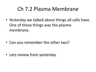 Ch 7.2 Plasma Membrane
