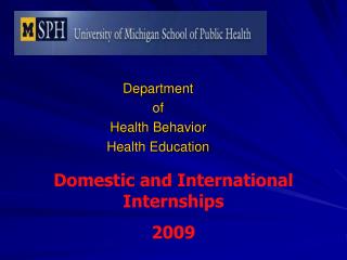 Department of Health Behavior Health Education