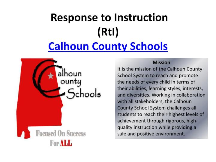 response to instruction rti calhoun county schools