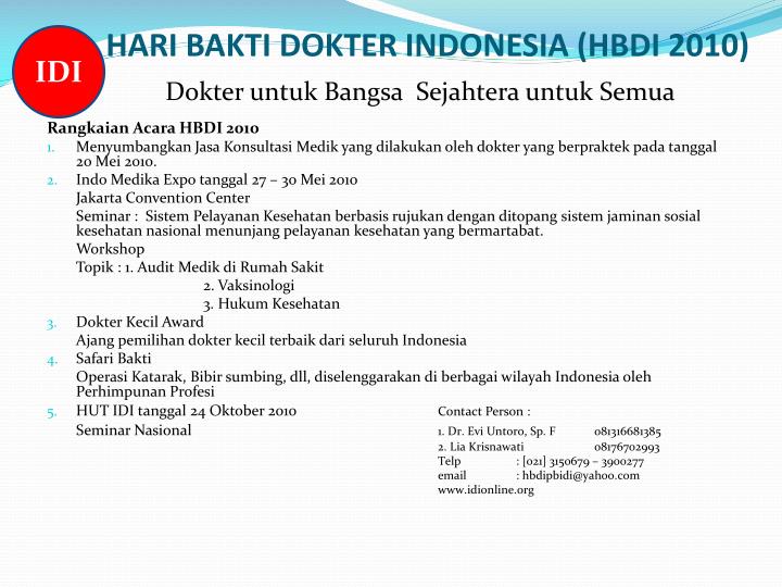 hari bakti dokter indonesia hbdi 2010