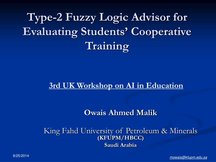 type 2 fuzzy logic advisor for evaluating students cooperative training