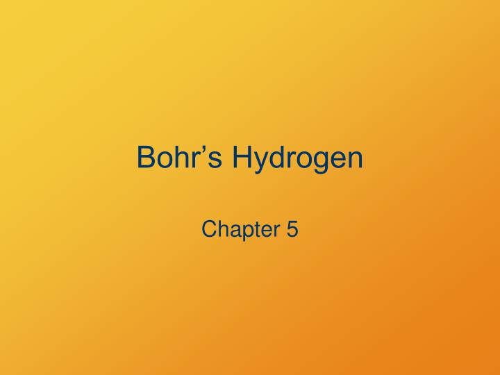 bohr s hydrogen