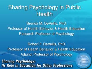 Sharing Psychology in Public Health